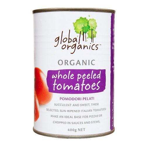 Global Organics Tomatoes Whole Peeled Organic canned 400g Global Organics Tomatoes Whole Peeled Organic canned 400g