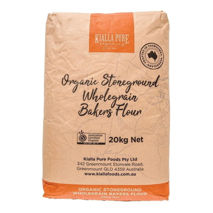 Kialla Organic Stoneground Wholegrain Bakers Flour 20kg