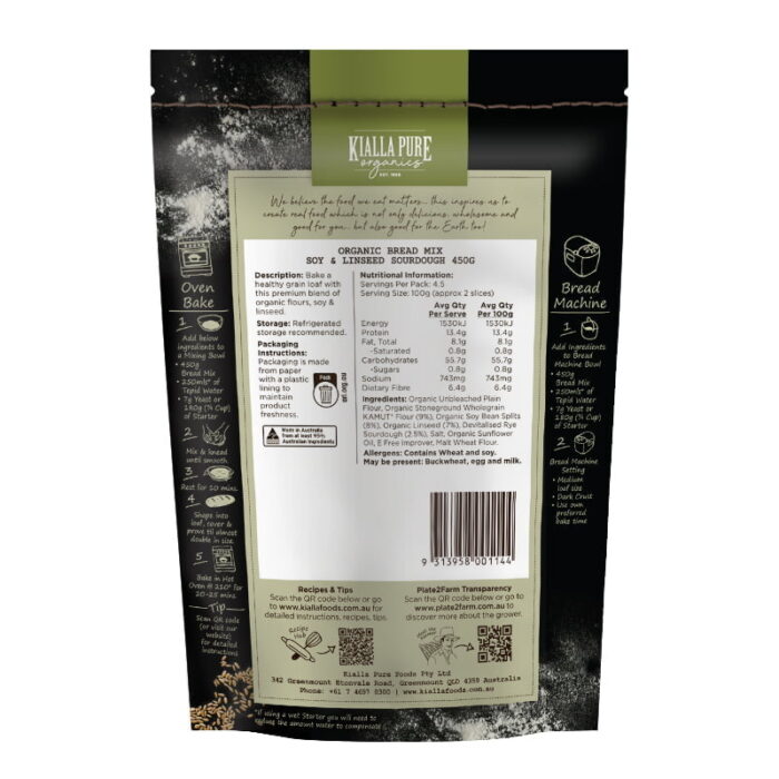 organic bread mix soy and linseed sourdough 450g organic bread mix soy and linseed sourdough 450g