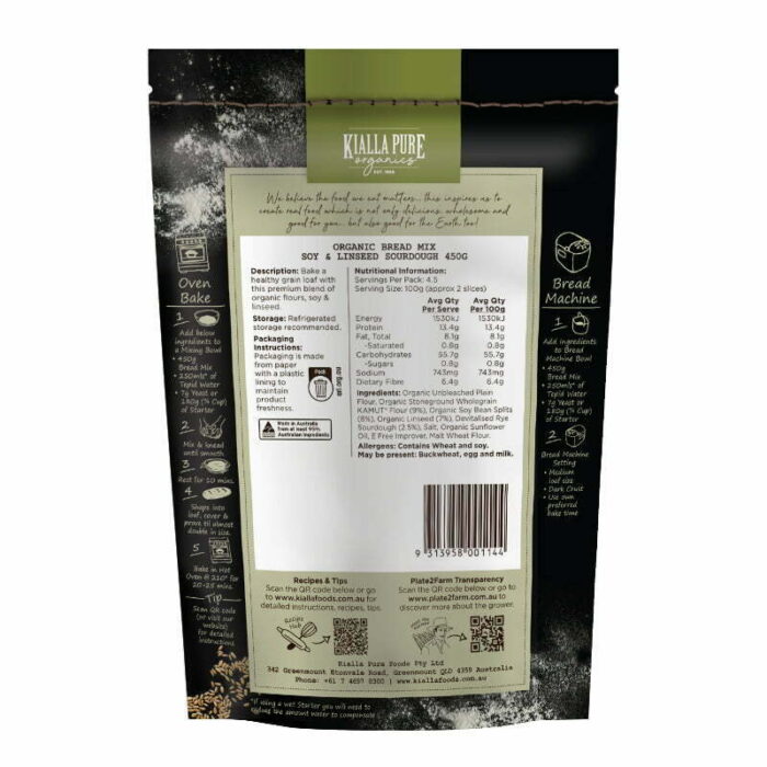 organic bread mix soy linseed sourdough 450g organic bread mix soy linseed sourdough 450g