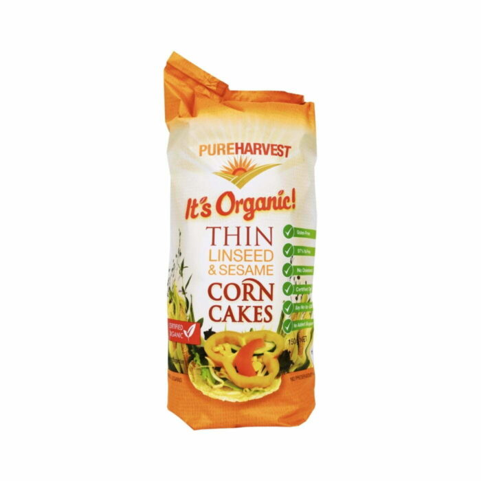 organic corn cakes thin with linseed and sesame