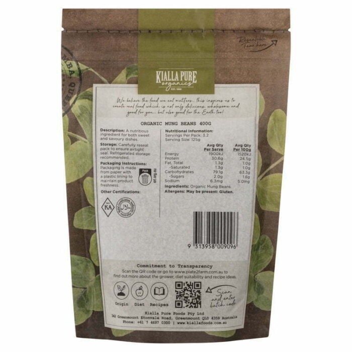 organic mung beans 400g