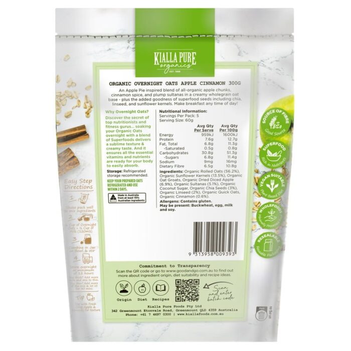 organic overnight oats apple cinnamon 300g 1 organic overnight oats apple cinnamon 300g 1