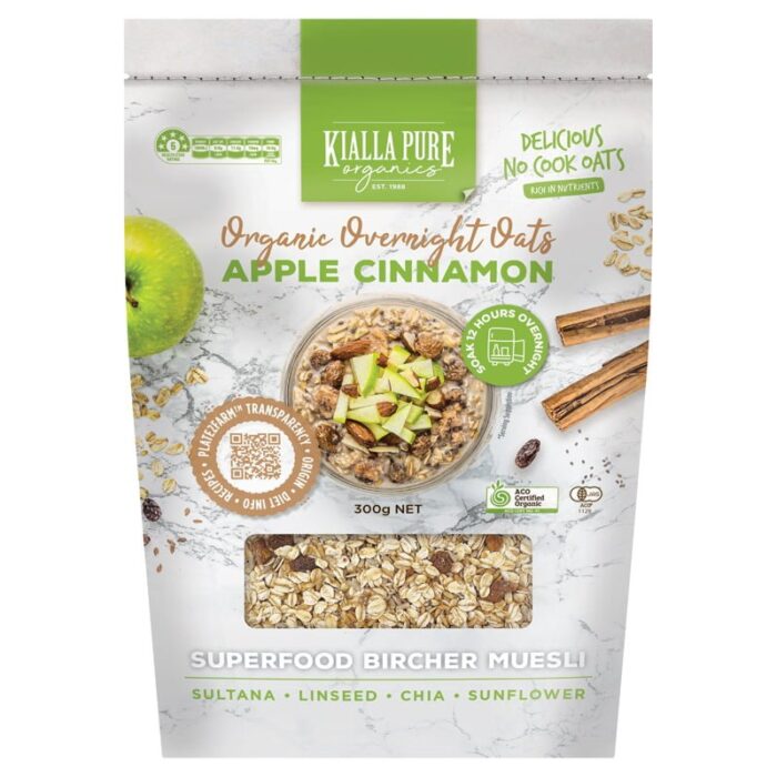 organic overnight oats apple cinnamon 300g organic overnight oats apple cinnamon 300g