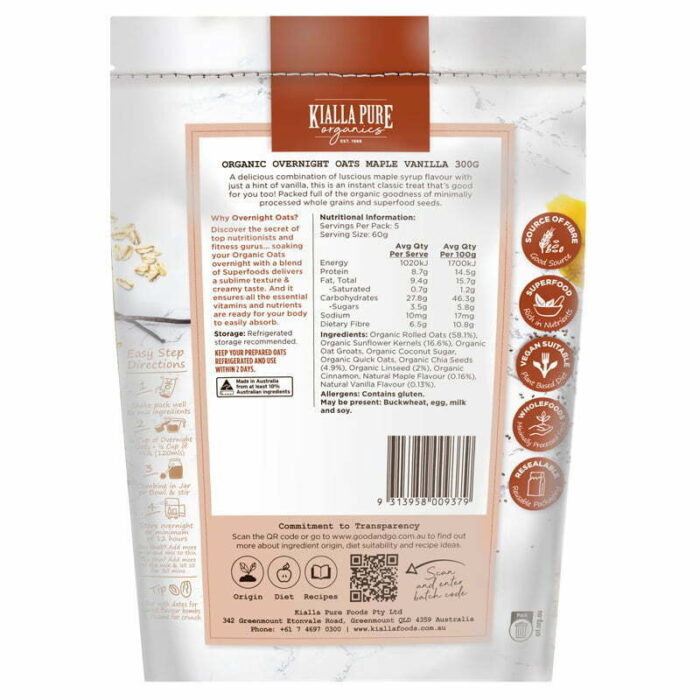 organic overnight oats maple vanilla 300g 1 organic overnight oats maple vanilla 300g 1