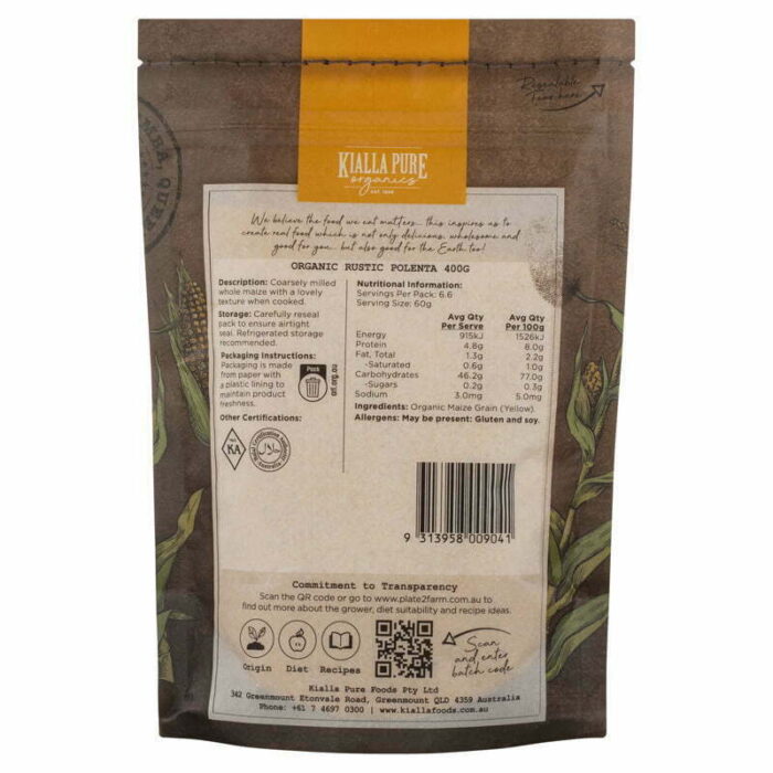 organic rustic polenta 400g