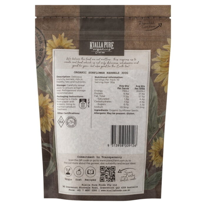 organic sunflower kernels 300g